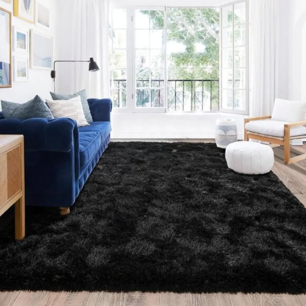 New 8x10 Black Shag Rug, Ultra Soft Non-Slip Fluffy Carpet for Living Room